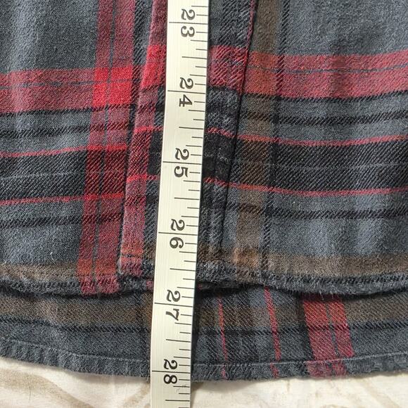CQR Plaid Flannel Shirt Jacket Mens Large Blue Red Cotton Corduroy Trim - Picture 8 of 8